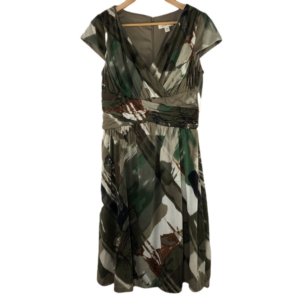NWT Coldwater Creek camo faux wrap dress, 10